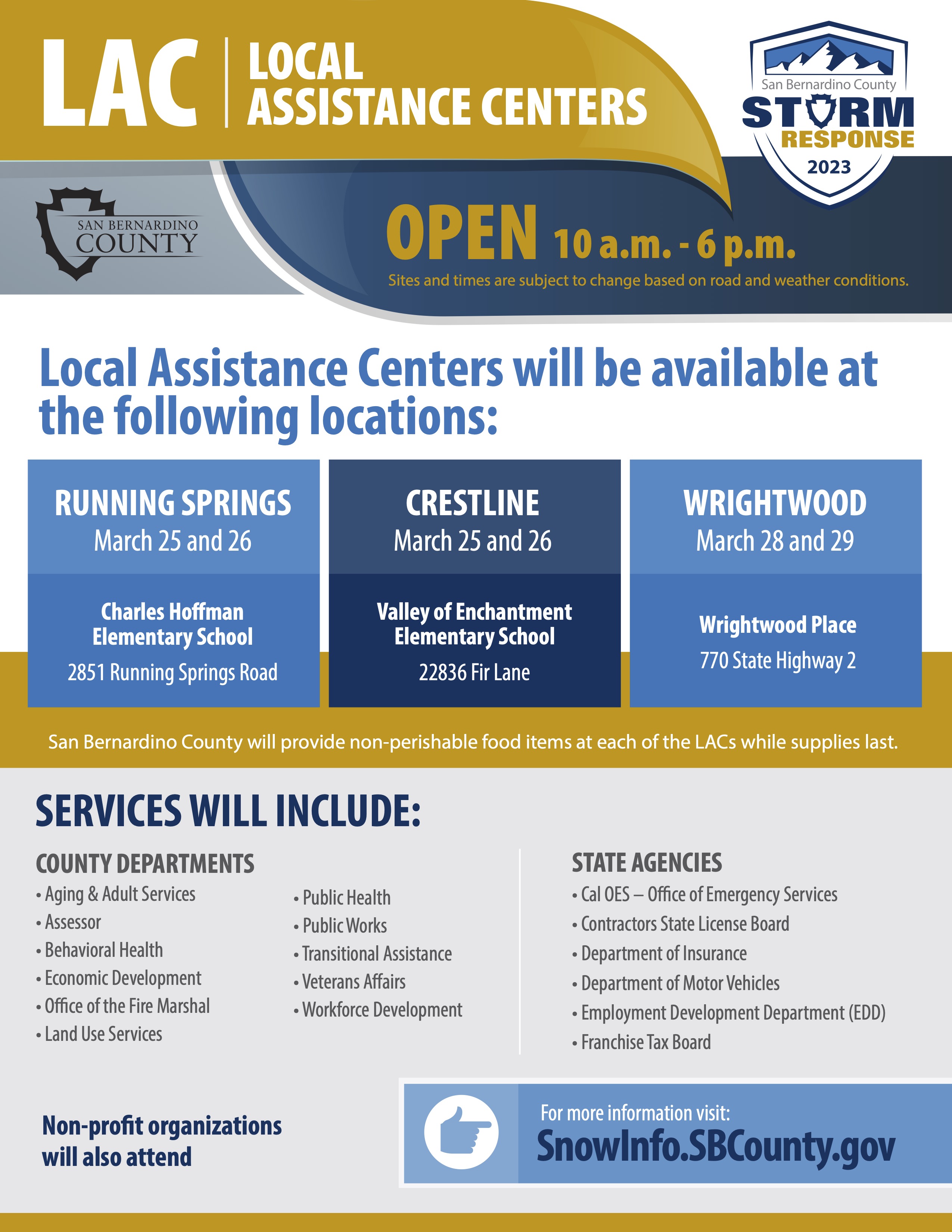 Local Assistance Centers open to mountain residents this weekend